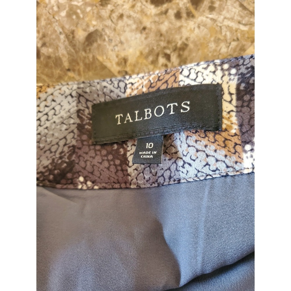 Talbots Skirt Sz 10 Midi Pleats Gray Brown Beige Side Zip Academia Office Work - Picture 9 of 9